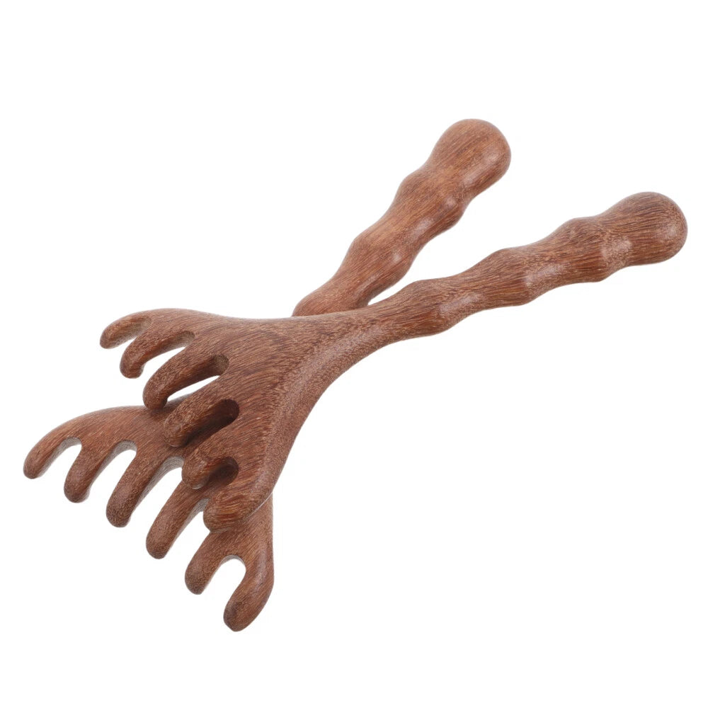 2 Pcs Sandalwood Massager Wooden Scalp Comb Head Scratcher Tool Hair