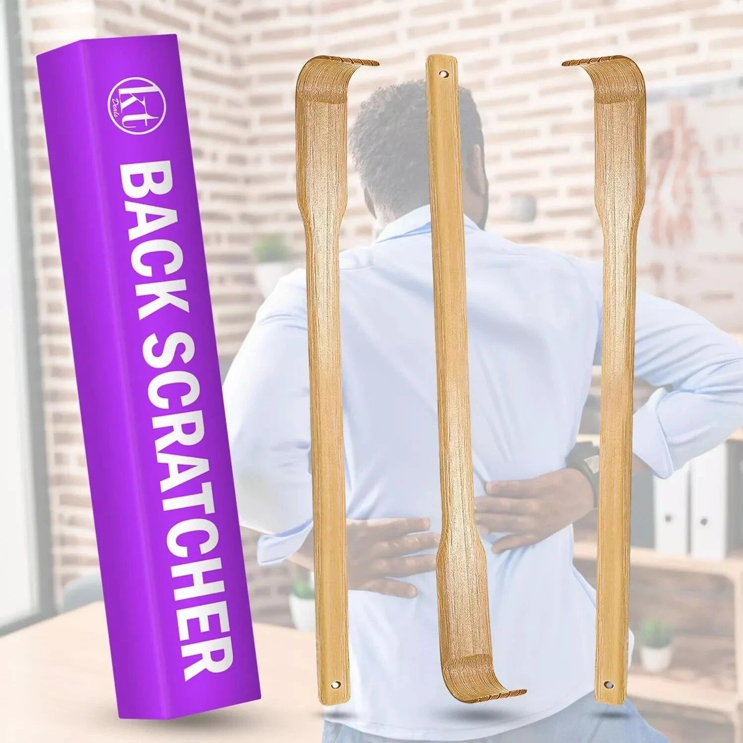 3X Natural Bamboo 18.3" Back Scratcher Long Reach Pick Itch Relief Massage Tool