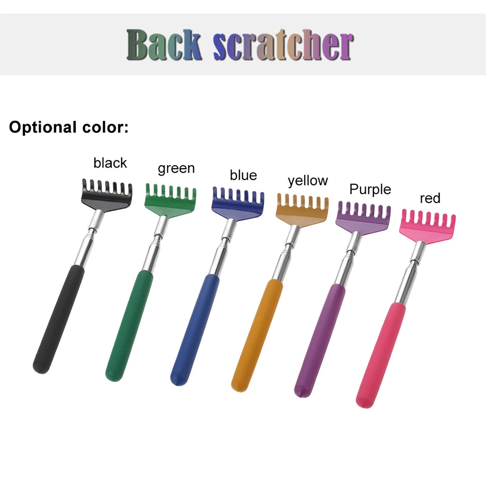 Anself Telescopic Back Scratcher Massager Metal Compact Extendable 5Section S2K5