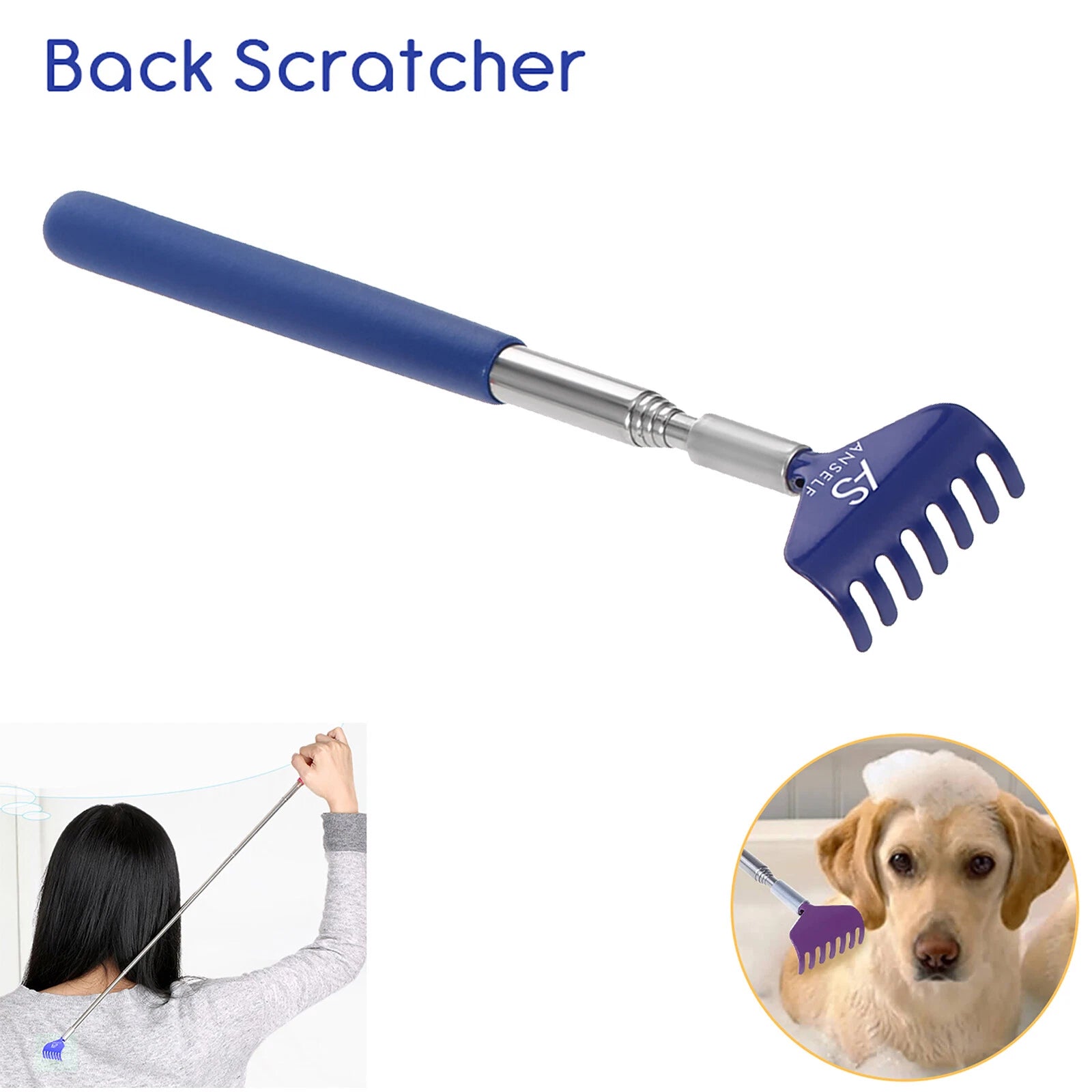 Anself Telescopic Back Scratcher Massager Metal Compact Extendable 5Section S2K5