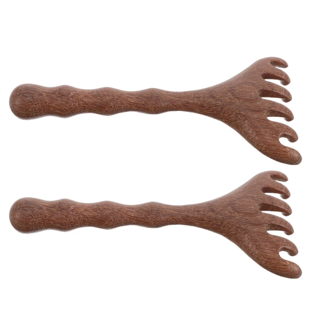 2 Pcs Sandalwood Massager Wooden Scalp Comb Head Scratcher Tool Hair