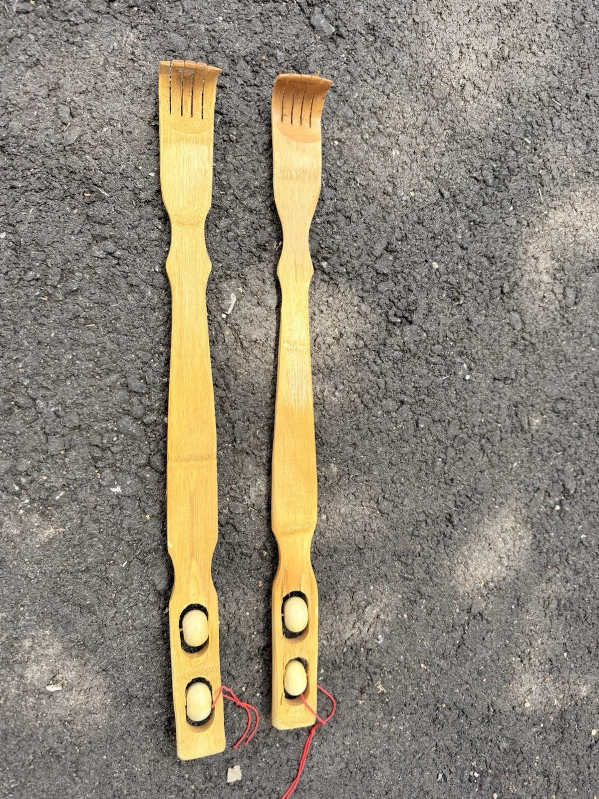 2 Pack Bamboo Wooden Back Scratcher Massage Rollers Long Reach Long Reach NEW