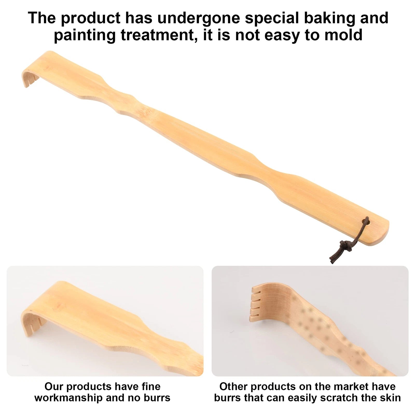 2 Pack Wooden Bamboo Back Scratcher Body Relaxation Massager for Itch Relief
