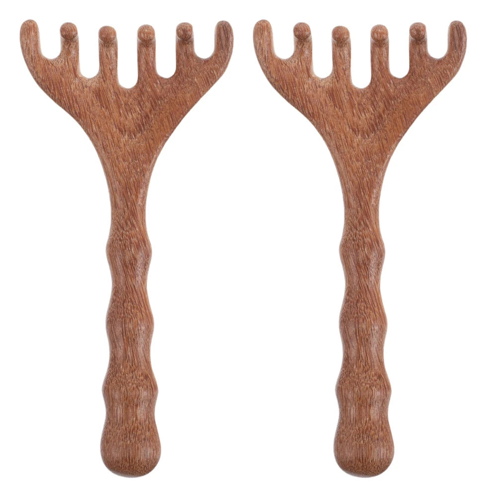 2 Pcs Sandalwood Massager Wooden Scalp Comb Head Scratcher Tool Hair