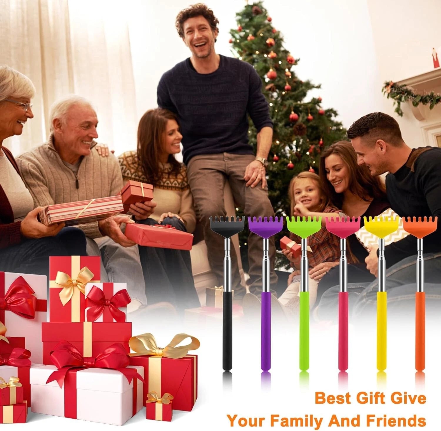 6 Pack Extendable Back Scratcher - Portable Telescoping Metal Back