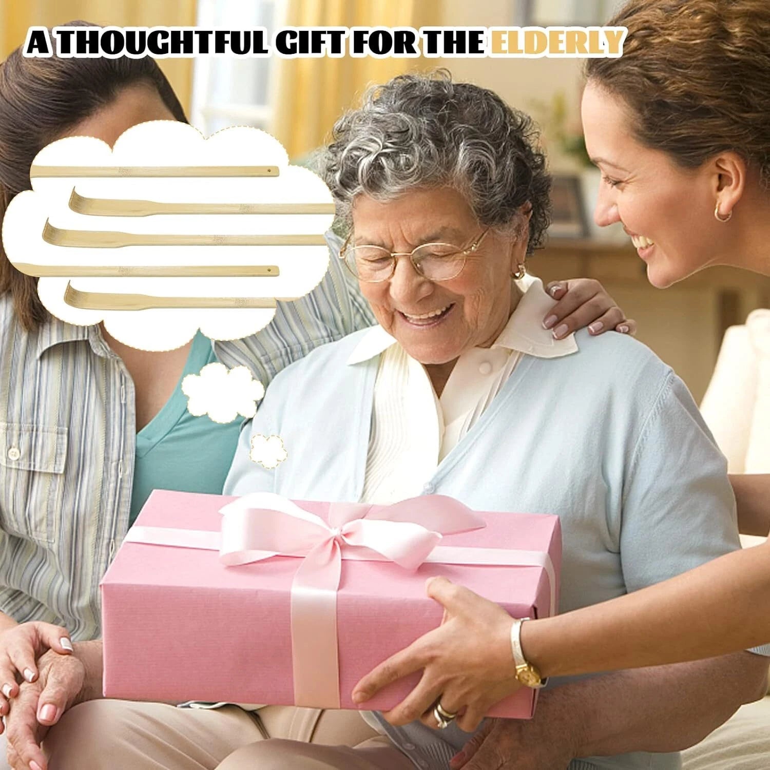 12 PCS Natural Bamboo Back Scratcher Traditional Wooden Back Scratcher,Long Back