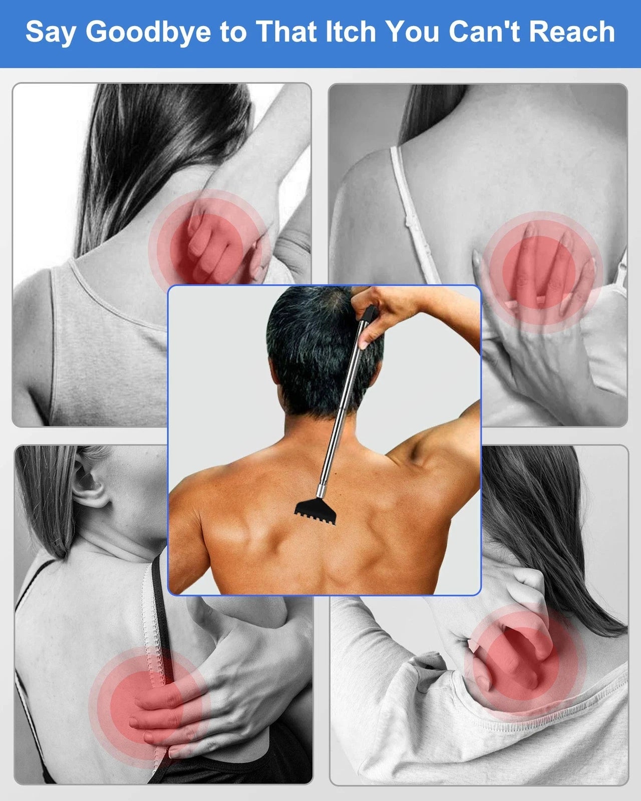 2 Pack Portable Extendable Back Scratcher Metal Telescoping Back Scratchers