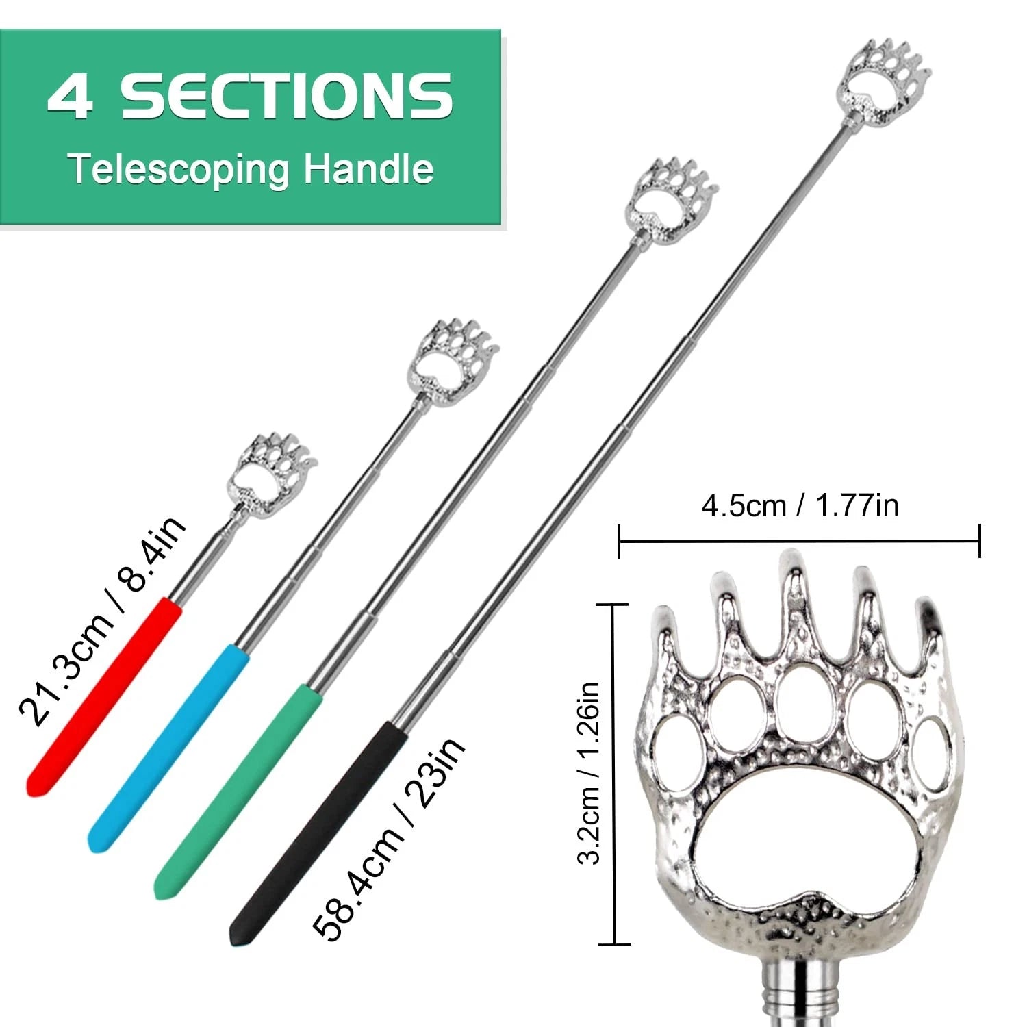6 Pack Back Scratcher, Telescopic Back Massager for Men and Women