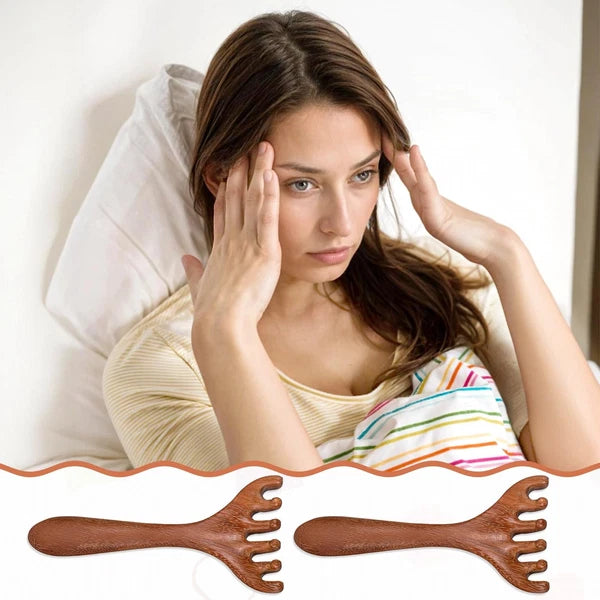 2 Pack Portable Wooden Head Massager Scalp Scratcher for Relaxation Stress