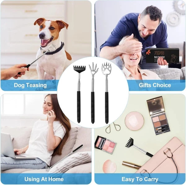 3 Pack Back Scratcher Metal Portable Telescoping Back Scratchers