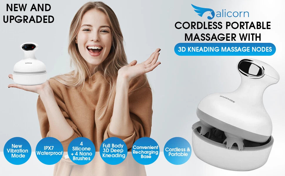 Electric Scalp Head Scratcher Portable Head Massager Waterproof Hair 3D Kneading