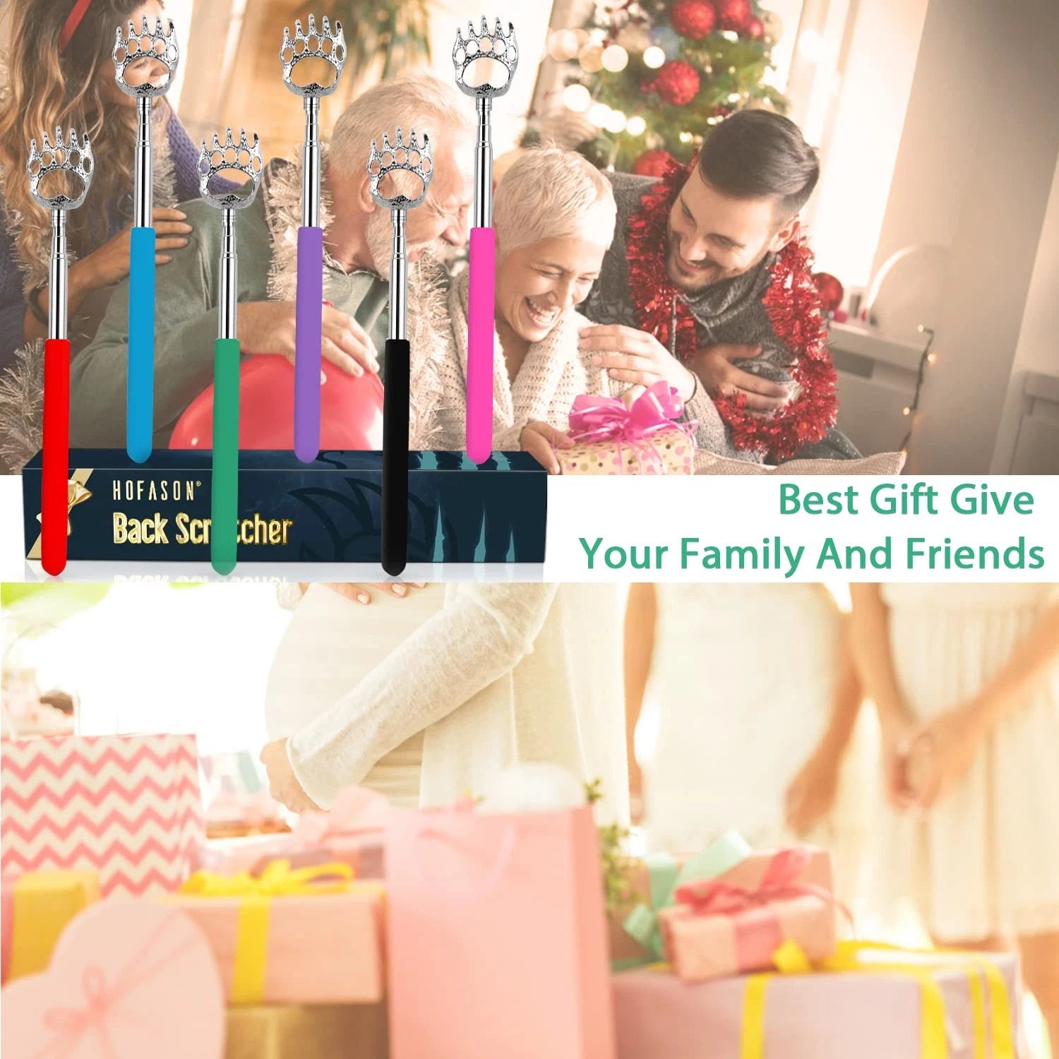 6 Pack Back Scratcher, Telescopic Back Massager for Men and Women