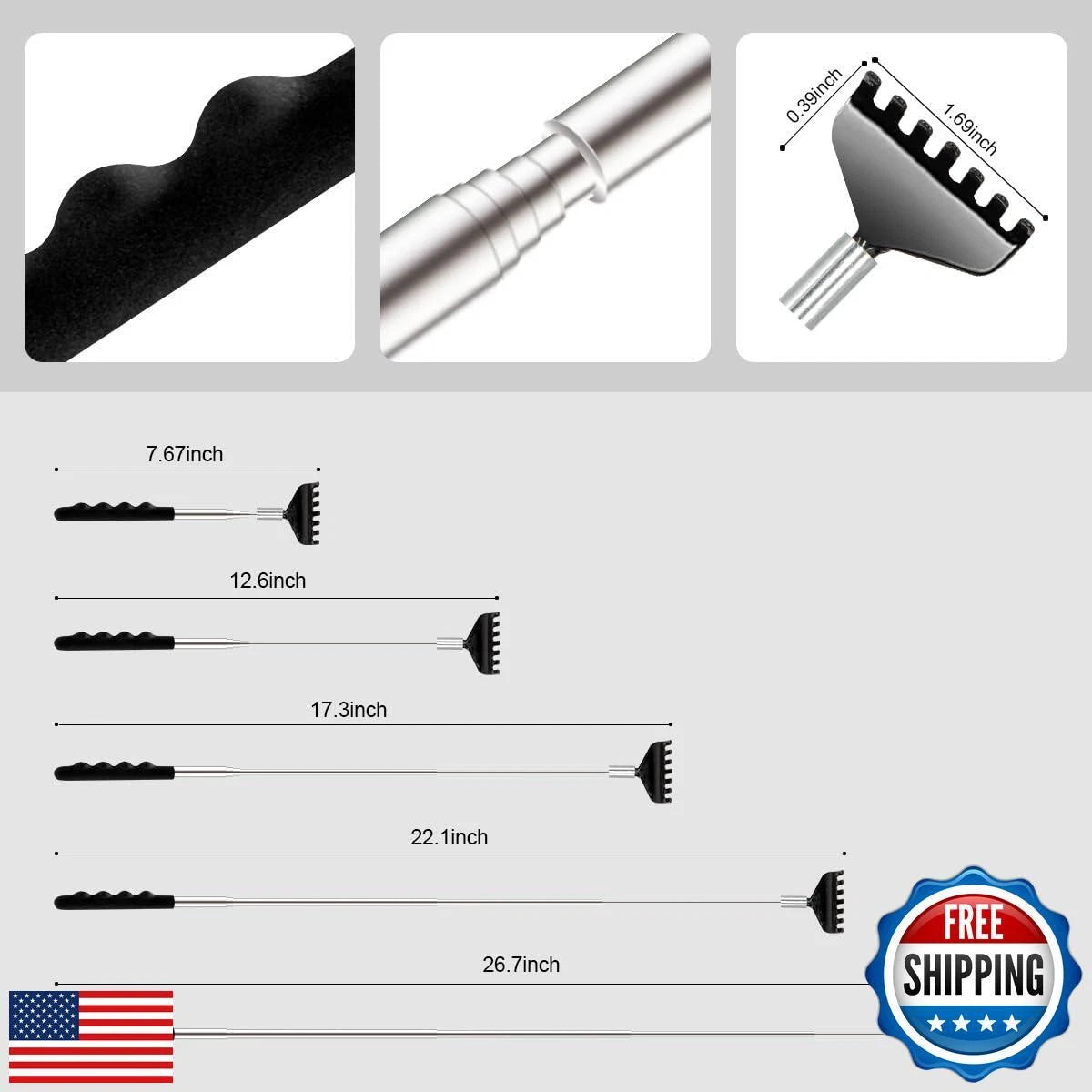 Asqraqo Back Scratcher 3 Pack Different Design Stainless Telescopic Back scra