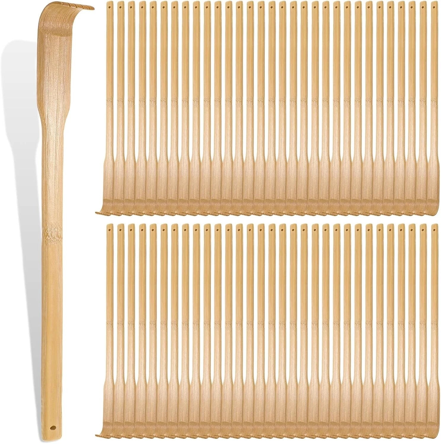 50 Pcs Bamboo Back Scratcher Bulk Traditional Manual Back Massager Wooden Lon...