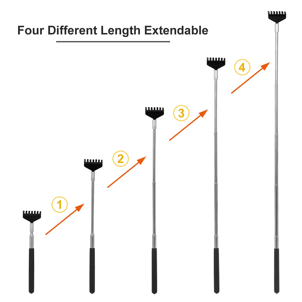 Anself Telescopic Back Scratcher Massager Metal Compact Extendable 5Section S2K5
