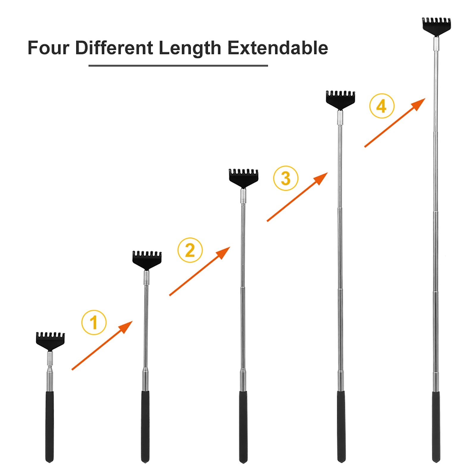 Anself Telescopic Back Scratcher Massager Metal Compact Extendable 5Section S2K5