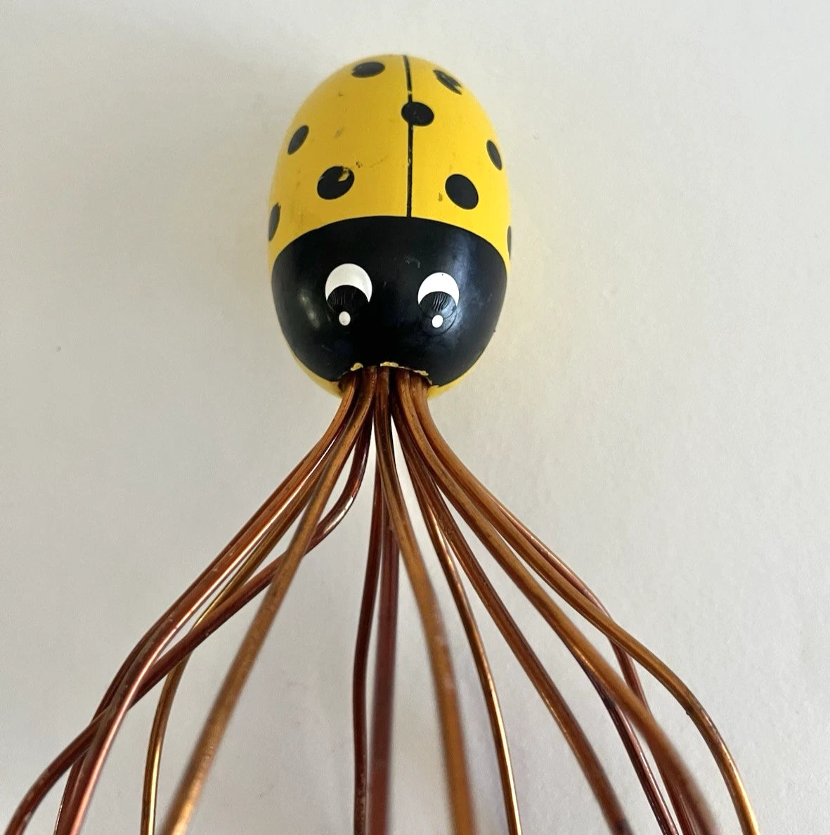 Vintage 1980s - Novelty Yellow Lady Bug Copper Head Scalp Massager Scratcher