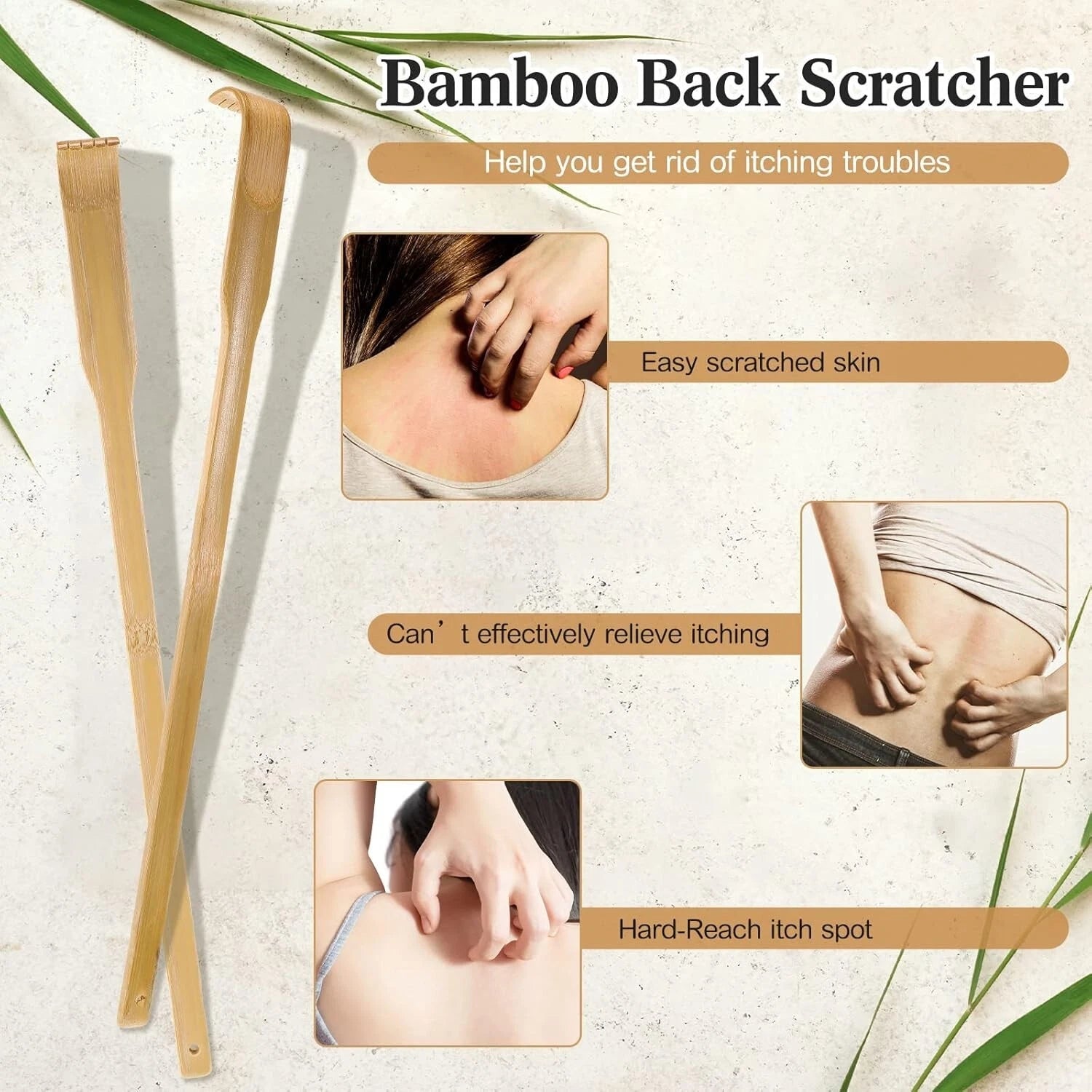 50 Pcs Bamboo Back Scratcher Bulk Traditional Manual Back Massager Wooden Lon...