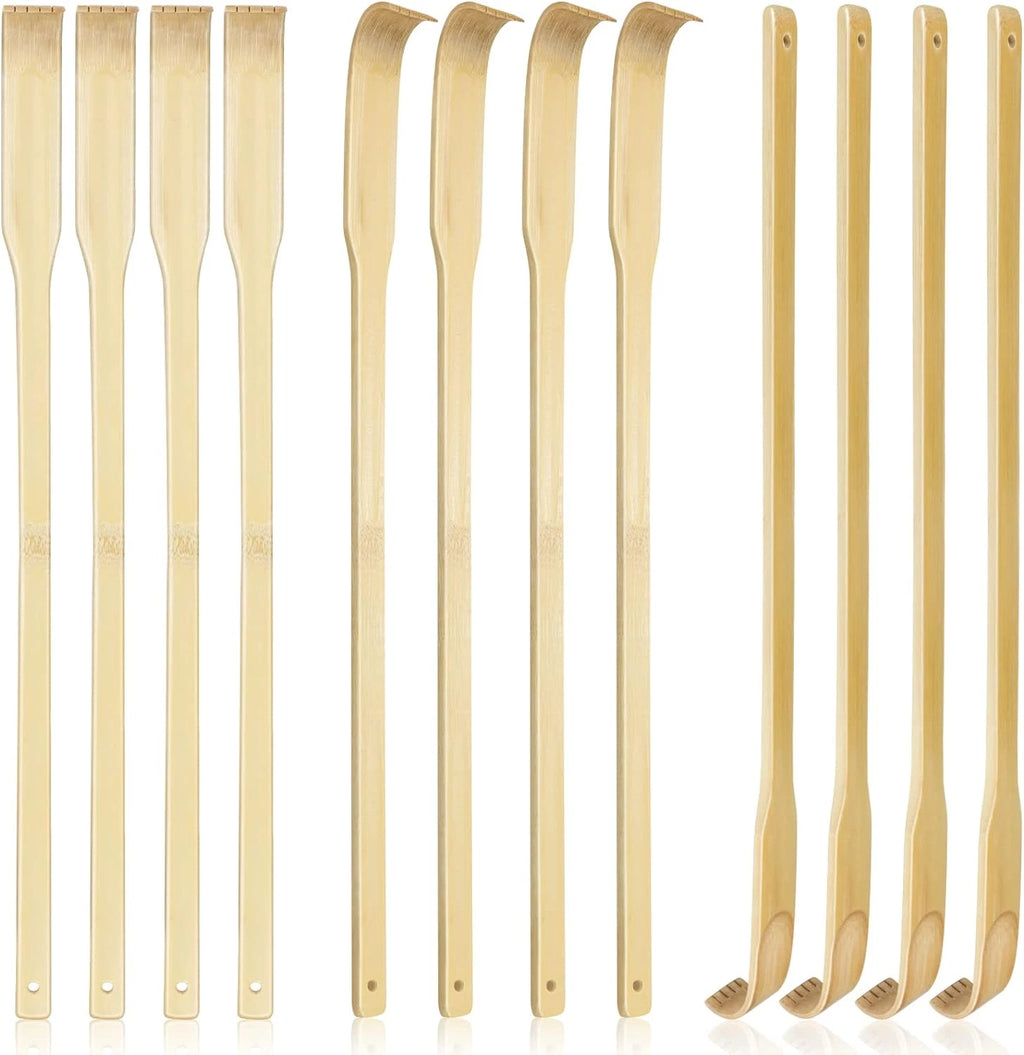 12 PCS Natural Bamboo Back Scratcher Traditional Wooden Back Scratcher,Long Back
