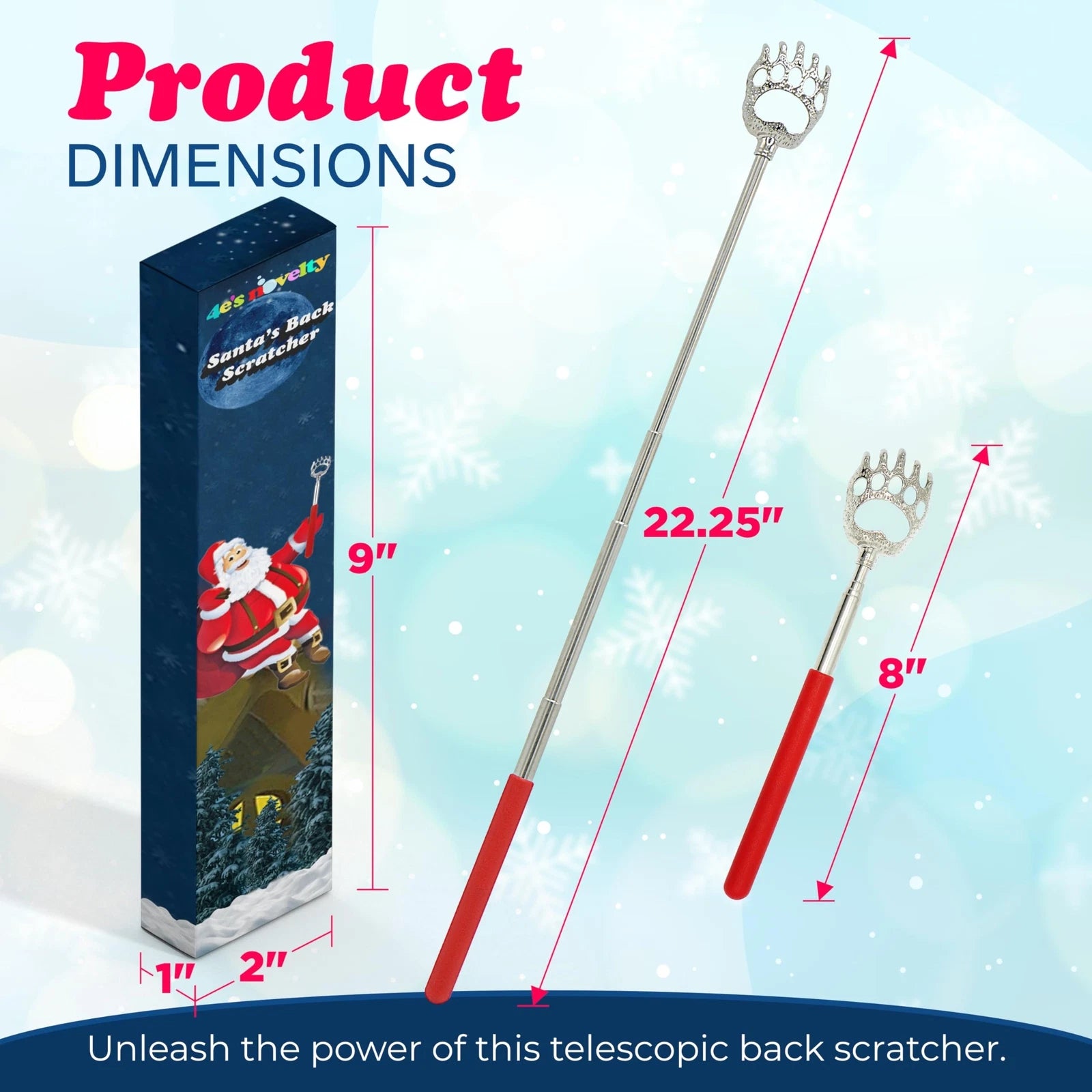 4E's Novelty 2 Extendable Santa Back Scratchers - Christmas Stocking Stuffers