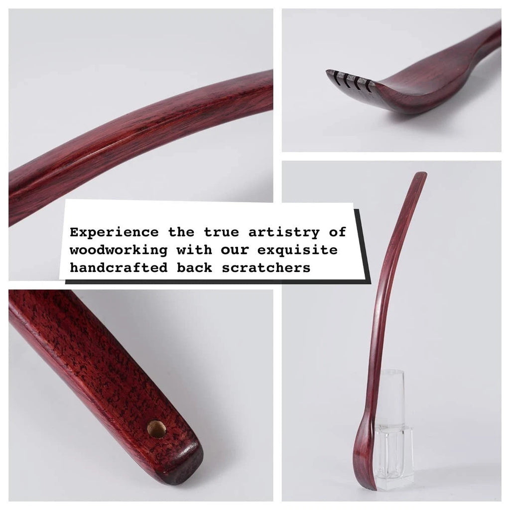 Oversized Wooden Back Scratcher: 18'' Extended Curved Handle for Better Reach,