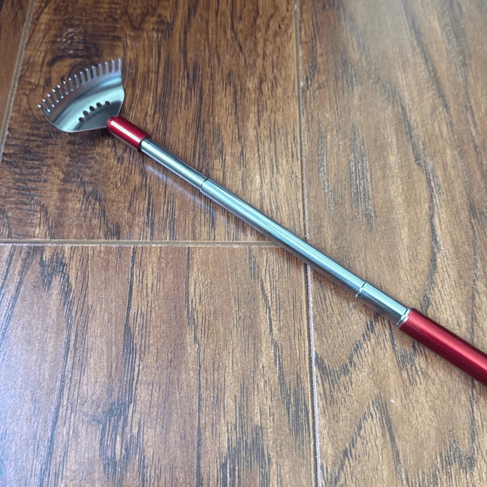 Red Silver Extendable Back Scratcher Ear Wax Remover Screwdriver