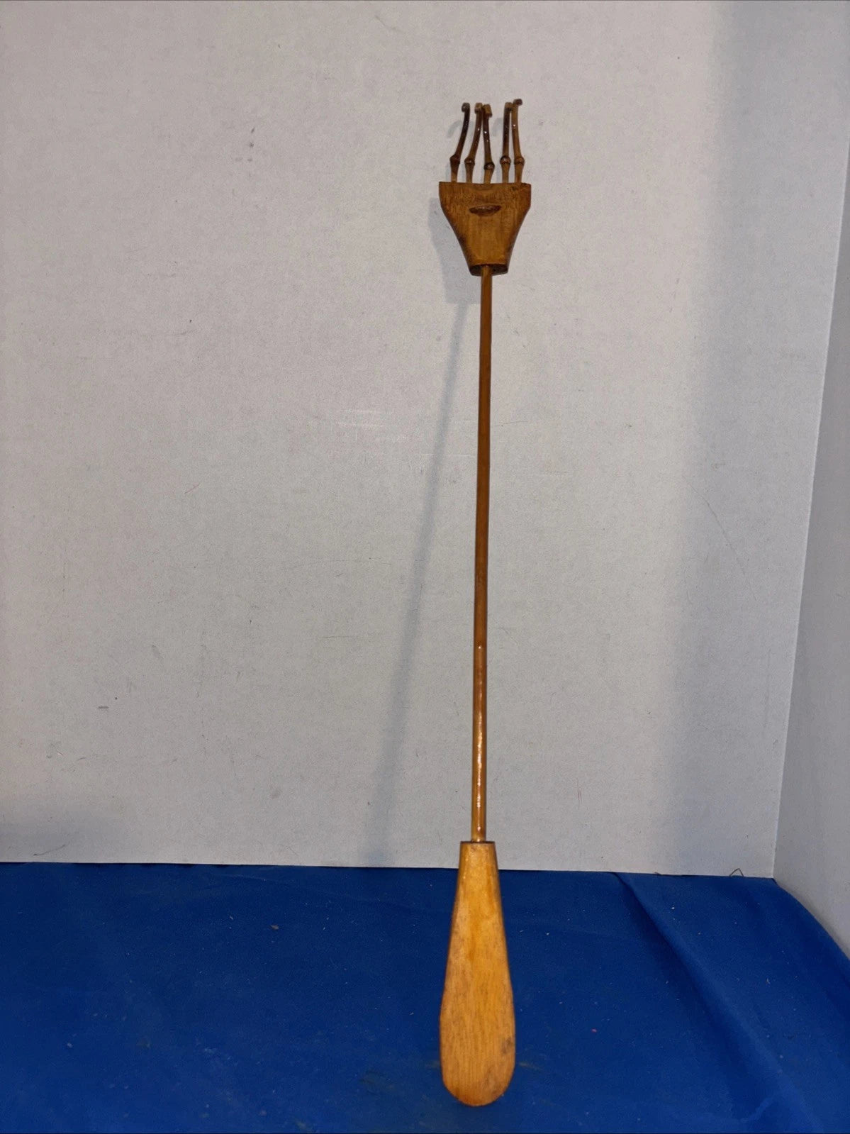 Unique Wooden Back Scratcher- Tines Shaped  Like Finger Bones- 19”-Estate Find