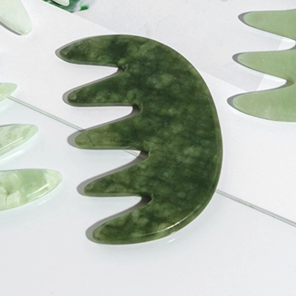Jade Massage Comb Head Scratcher Massager Whisk Stone Hair Guiding