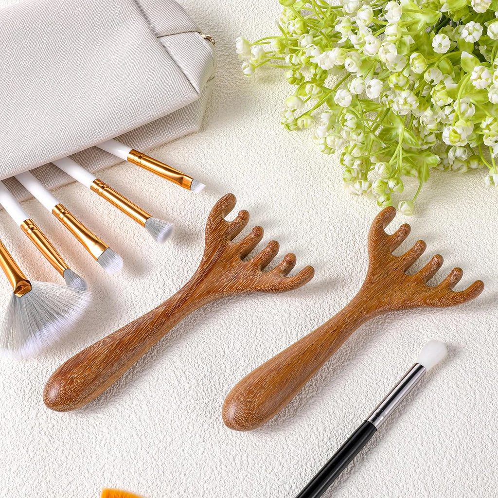 2 Pack Portable Wooden Head Massager Scalp Scratcher for Relaxation Stress