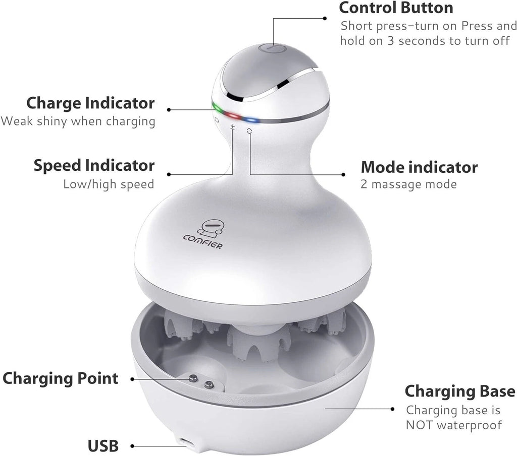 Electric Cordless Hair Scalp Massager with Kneading 84 Massage Nodes, Handheld P