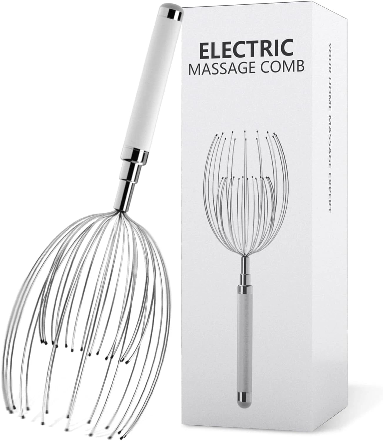 Electric Scalp Massager with 20 Metal Fingers - Head Scratcher Tool