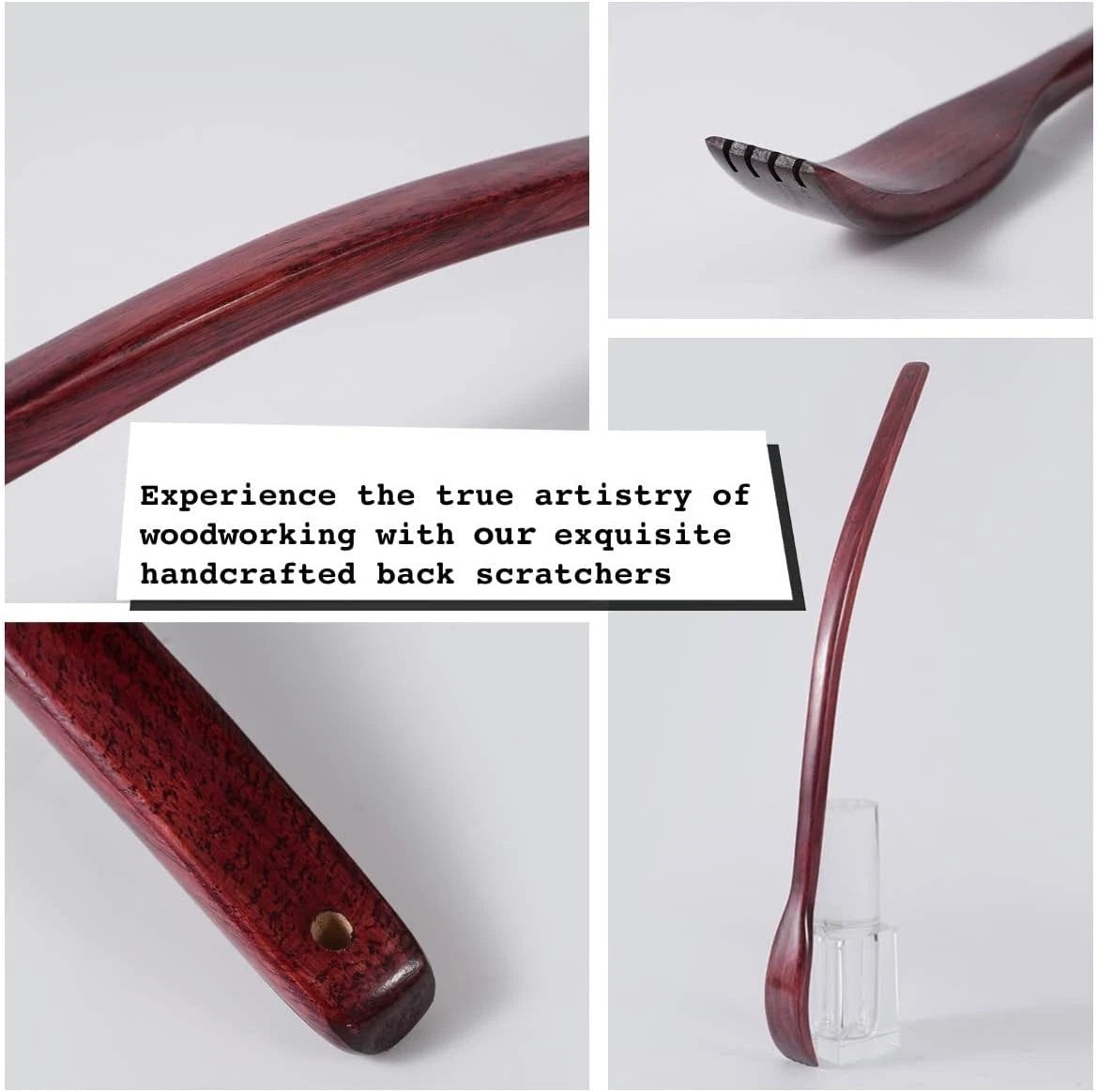 Oversized Wooden Back Scratcher: 18'' Extended Curved Handle for Better Reach, H