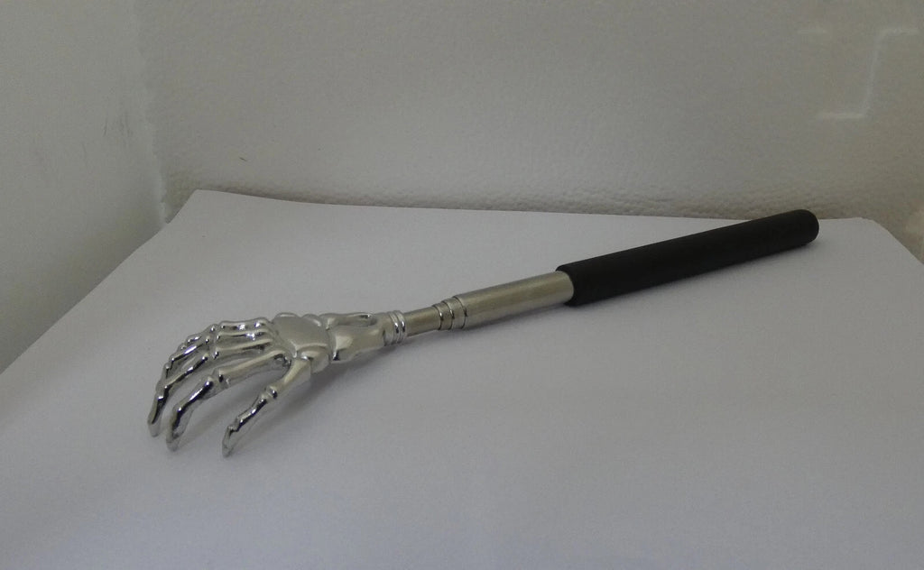 Black Chrome Back Scratcher Extendable Handle Skeleton Hand Massager (T17)