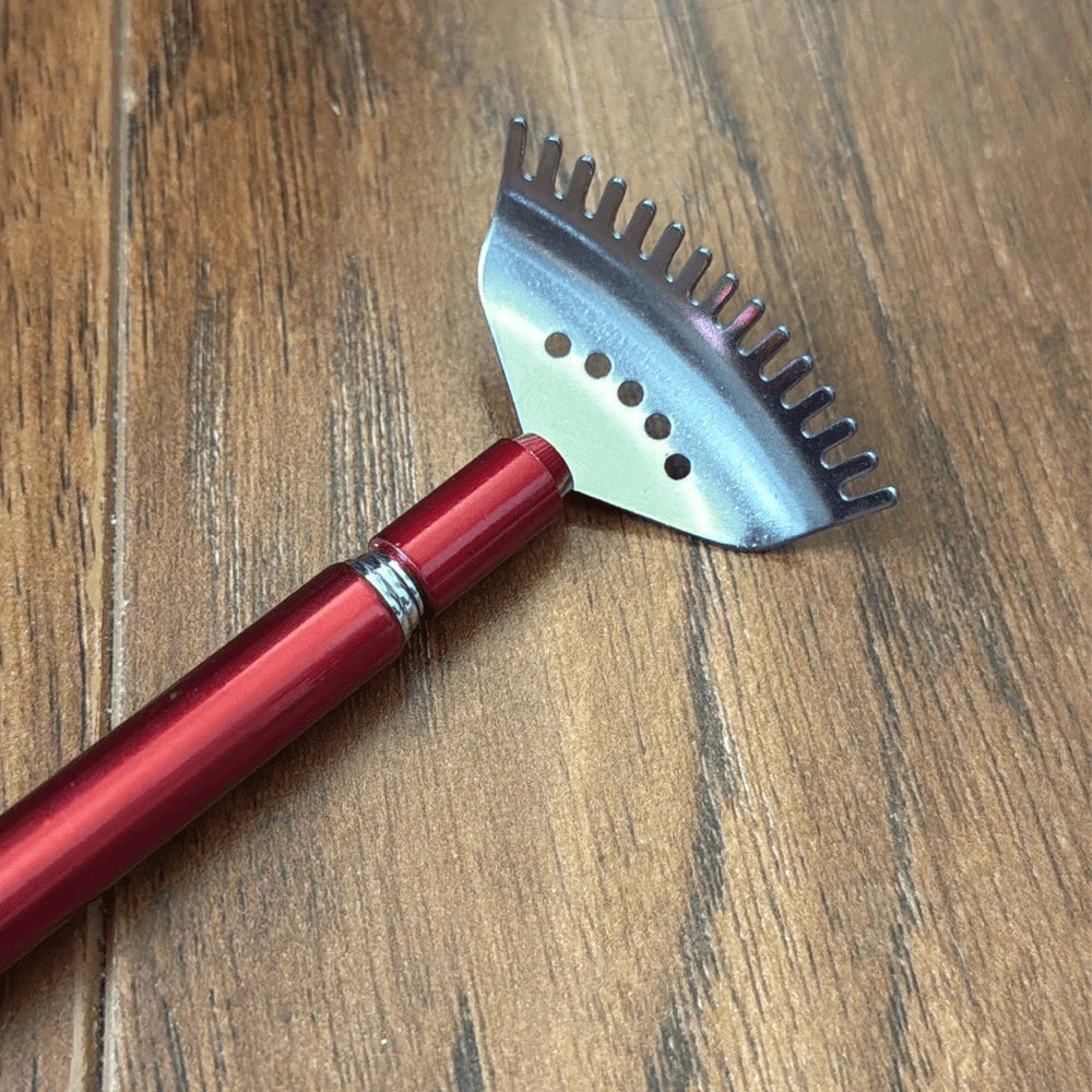 Red Silver Extendable Back Scratcher Ear Wax Remover Screwdriver