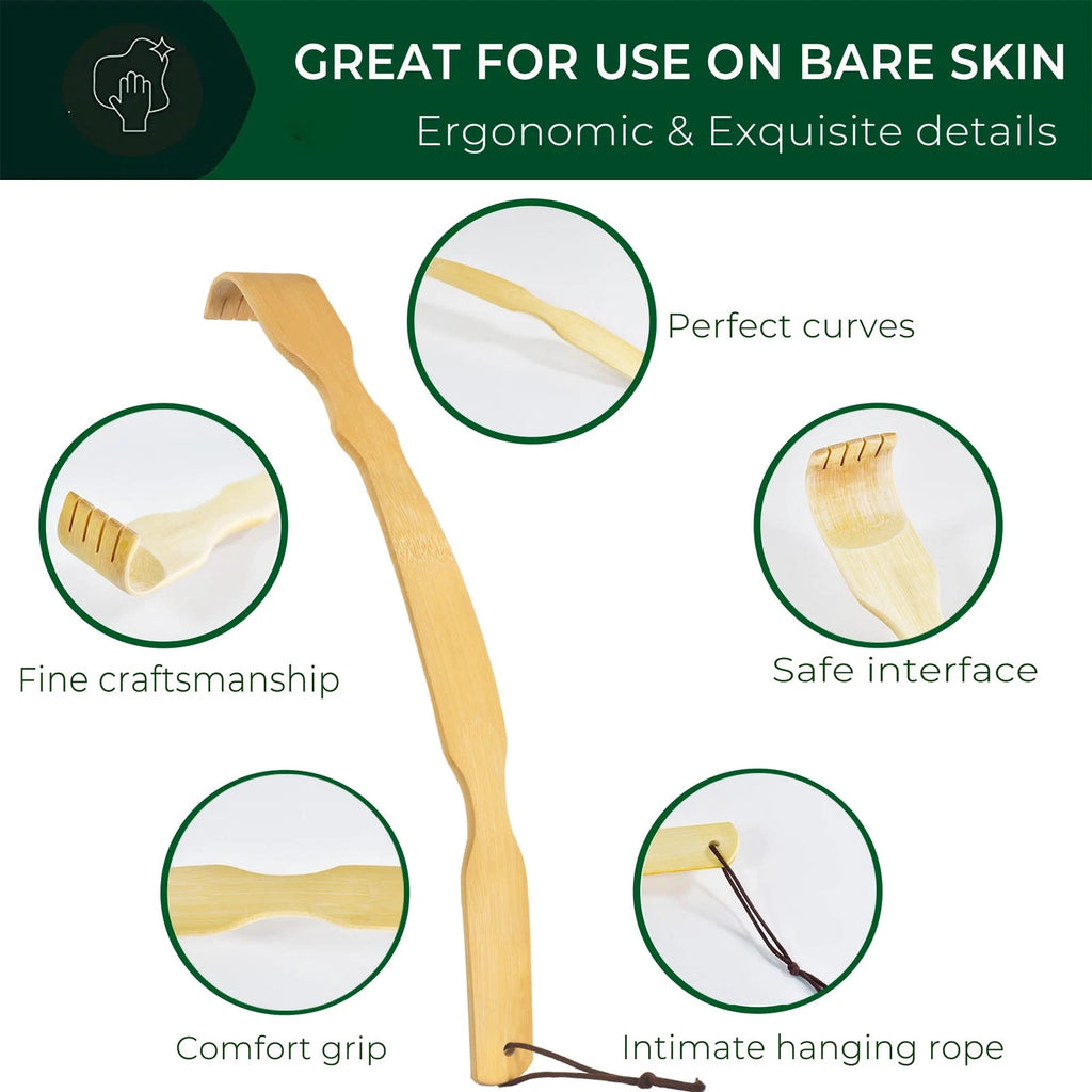 Back Scratcher for Men Women & Kids - 17'' Bamboo Scratchers with Long Handle...