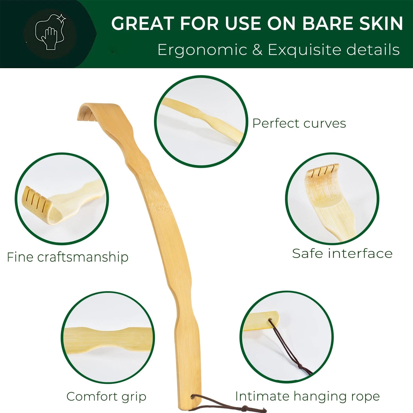 Back Scratcher for Men Women & Kids - 17'' Bamboo Scratchers with Long Handle...