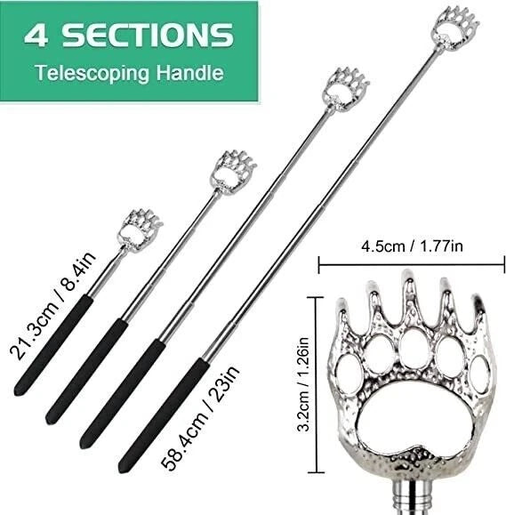 Back Scratcher Metal Telescopic Bear Claw Portable Extendable multi Massager UK
