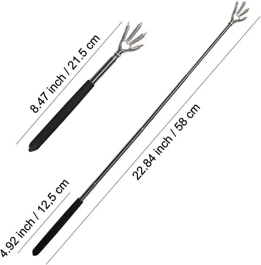 Extendable Back Scratcher Metal Telescopic Eagle Claw Portable Black Massager UK