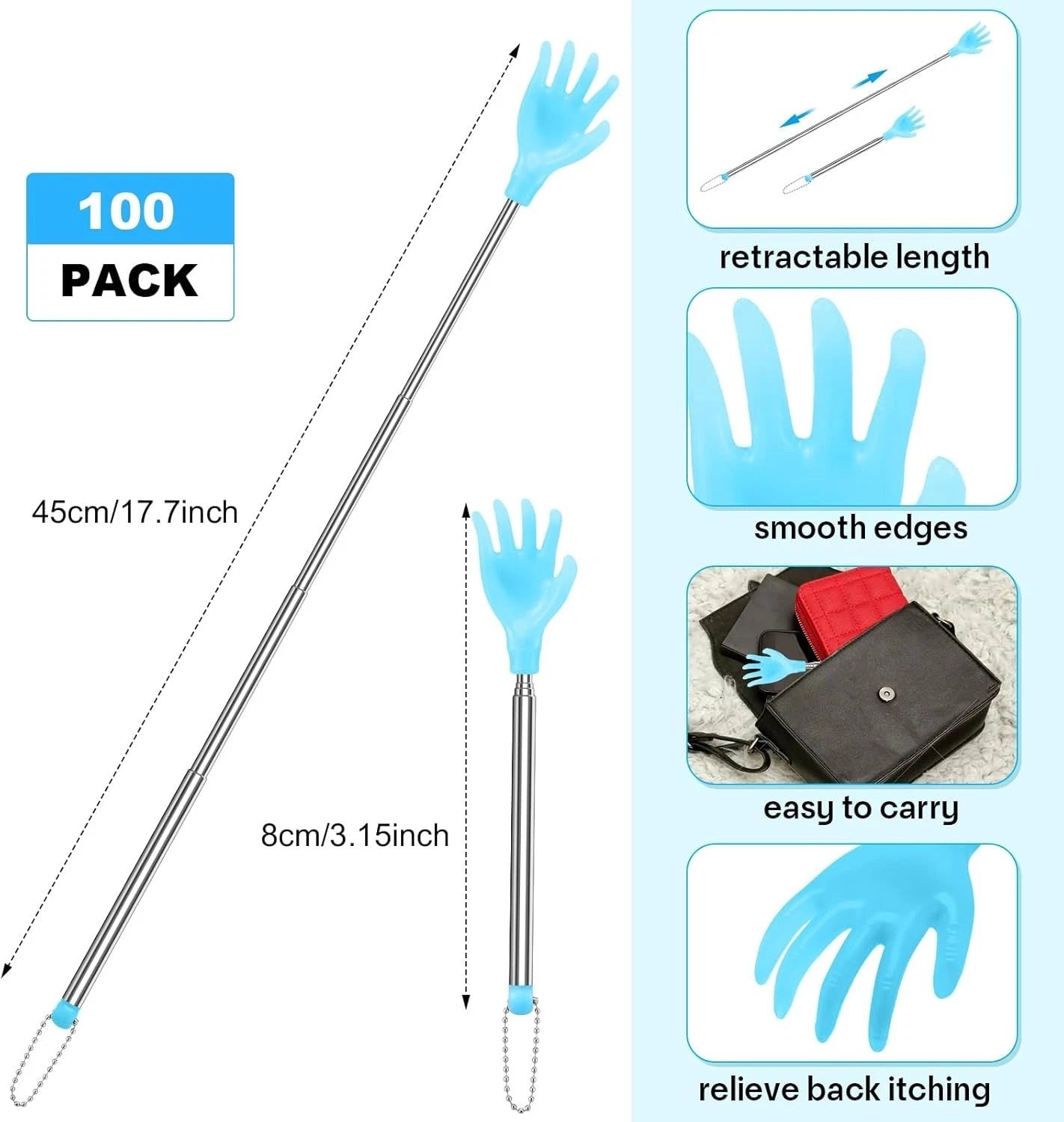 Comfortable Hand-Shaped Back Scratchers in Bulk - 100 Pcs for Itching Relief