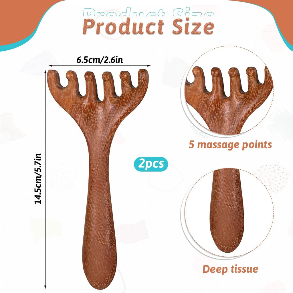 2 Pack Portable Wooden Head Massager Scalp Scratcher for Relaxation Stress