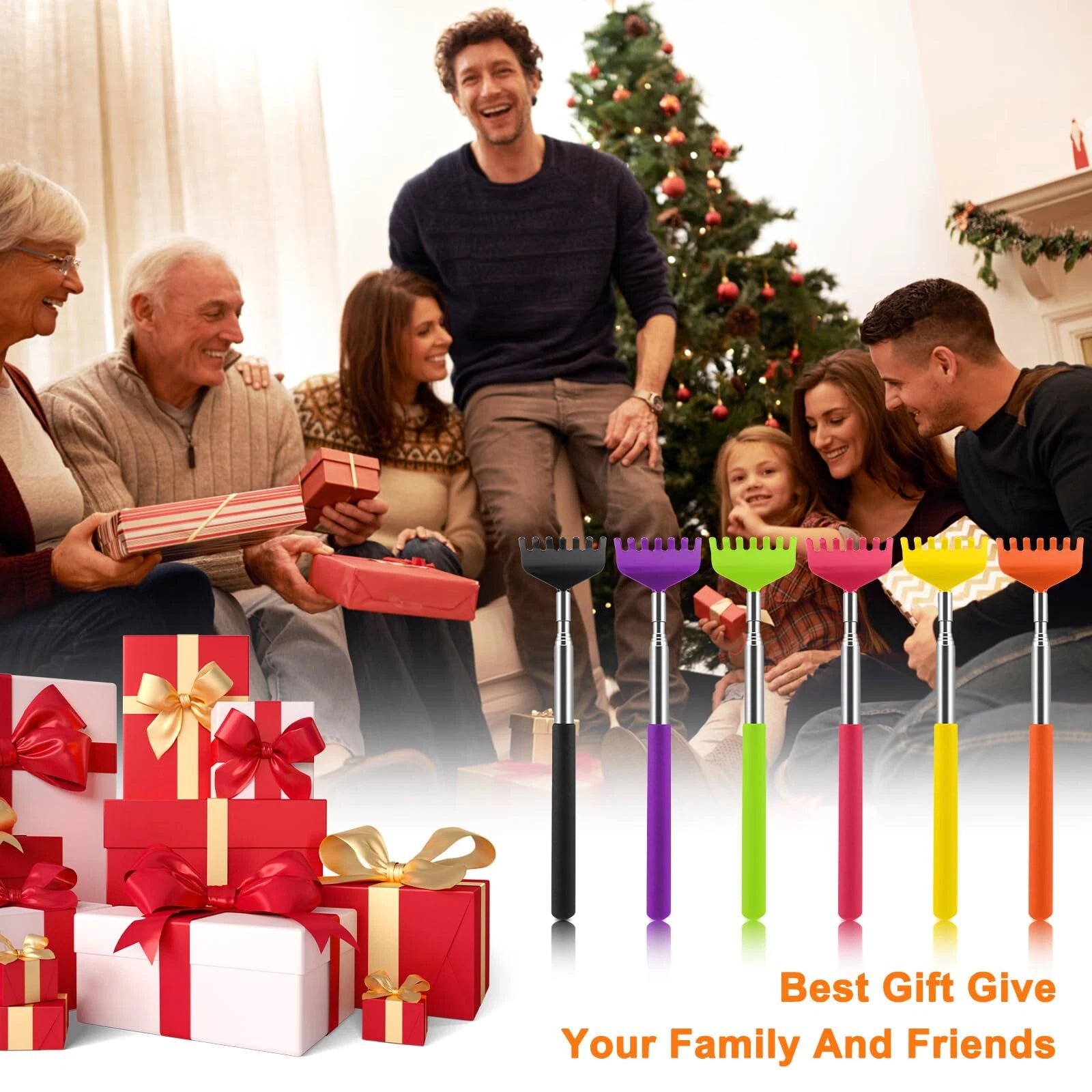 6 Pack Back Scratcher, Small Funny Gifts, Stocking Stuffers for Women Men
