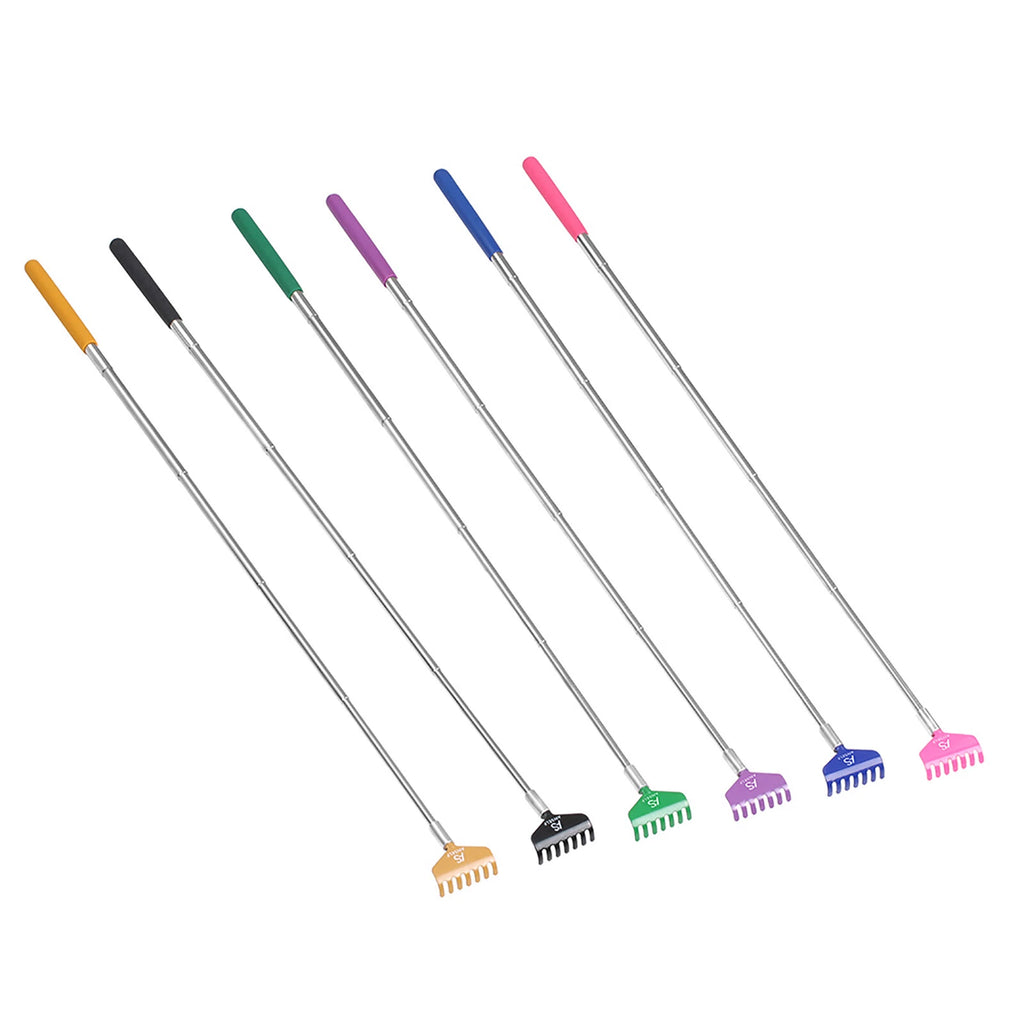 Telescopic Back Scratcher Massager Metal Extendable 5 Section 20-68cm Black U4O0