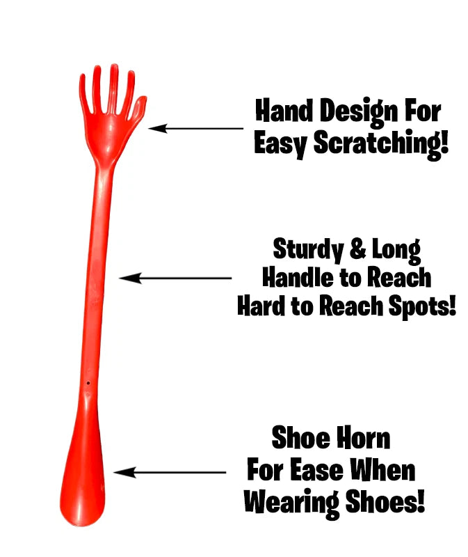 BACK SCRATCHER w LONG HANDLE & SHOEHORN, 19.5" Itch Relief (Assorted Color 1PC)