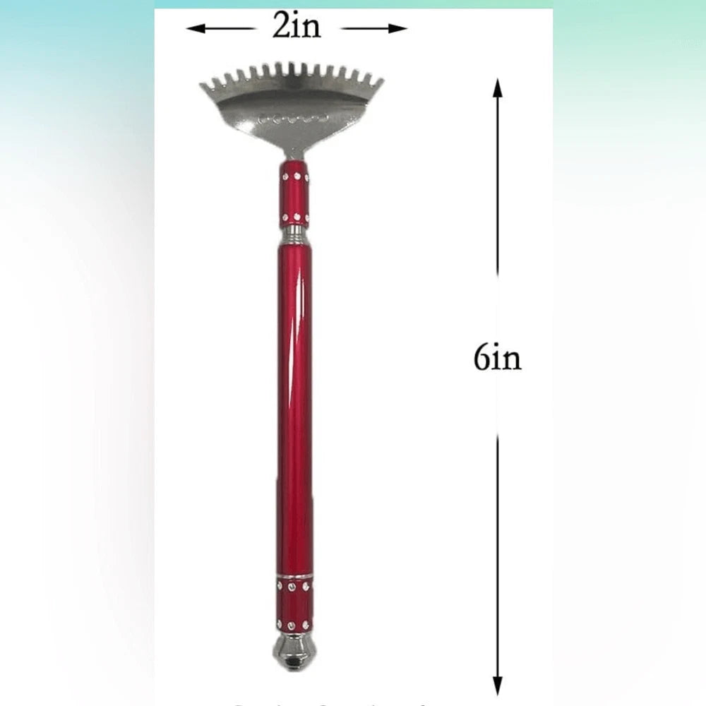 Red Silver Extendable Back Scratcher Ear Wax Remover Screwdriver