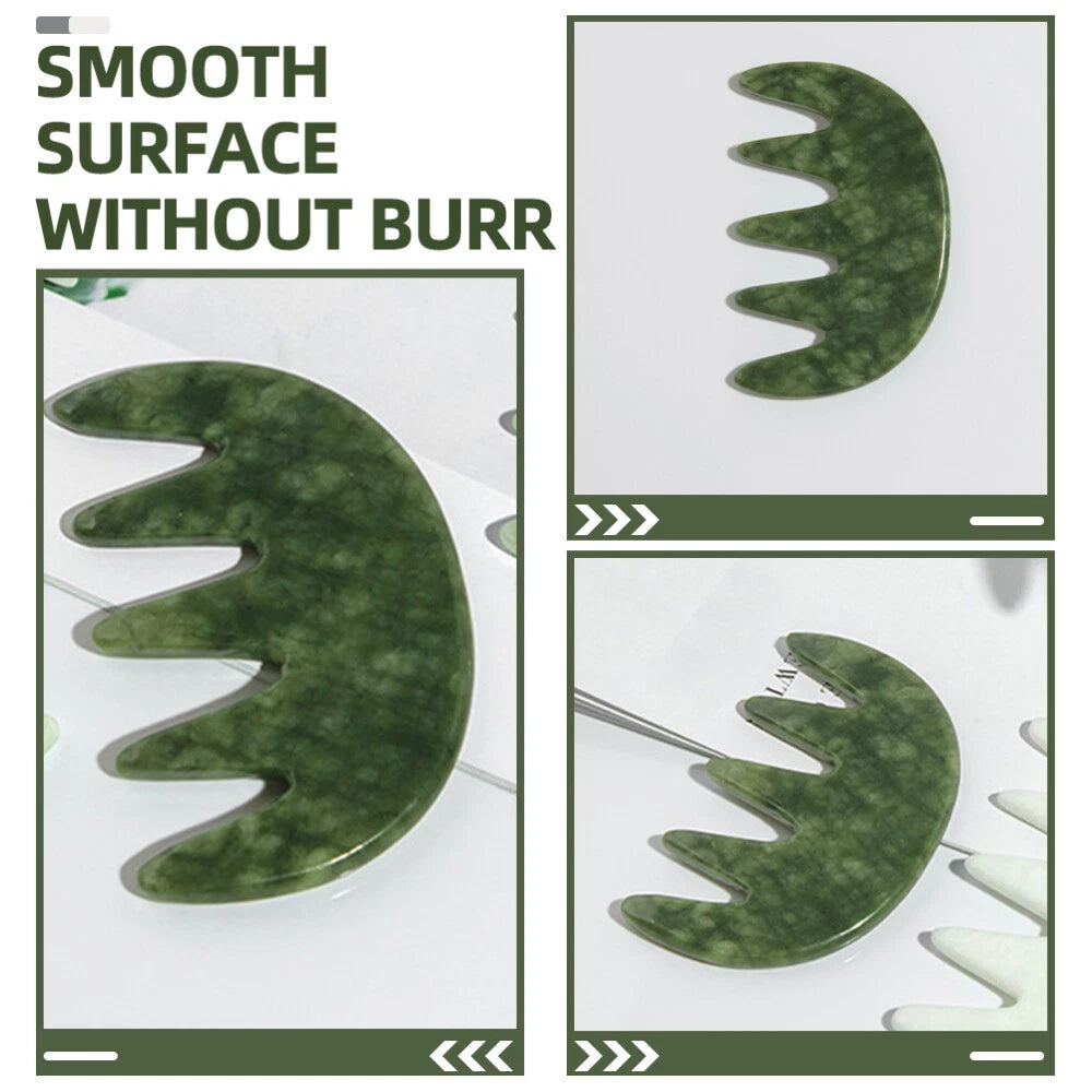 Jade Massage Comb Head Scratcher Massager Whisk Stone Hair Guiding