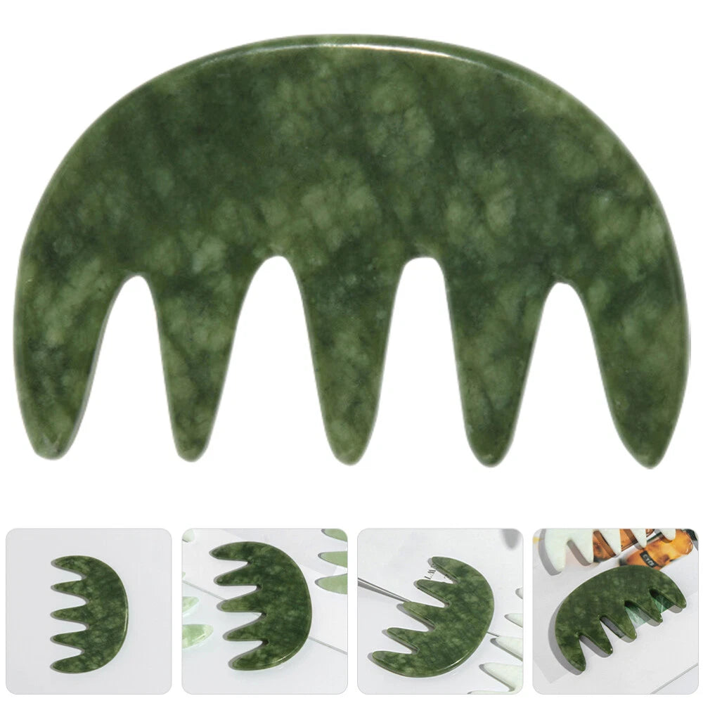 Jade Massage Comb Head Scratcher Massager Whisk Stone Hair Guiding