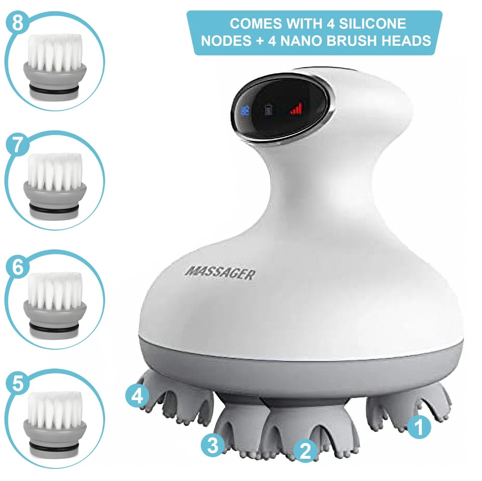 Electric Scalp Head Scratcher Portable Head Massager Waterproof Hair 3D Kneading