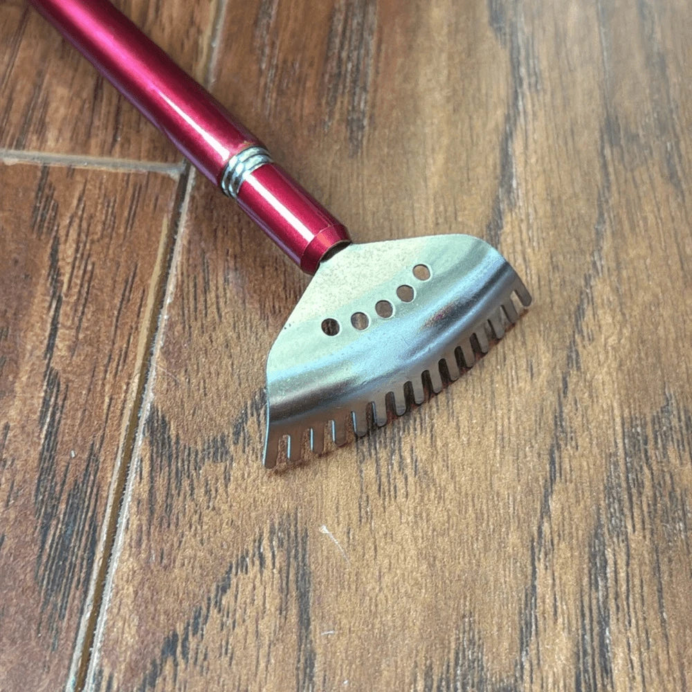 Red Silver Extendable Back Scratcher Ear Wax Remover Screwdriver