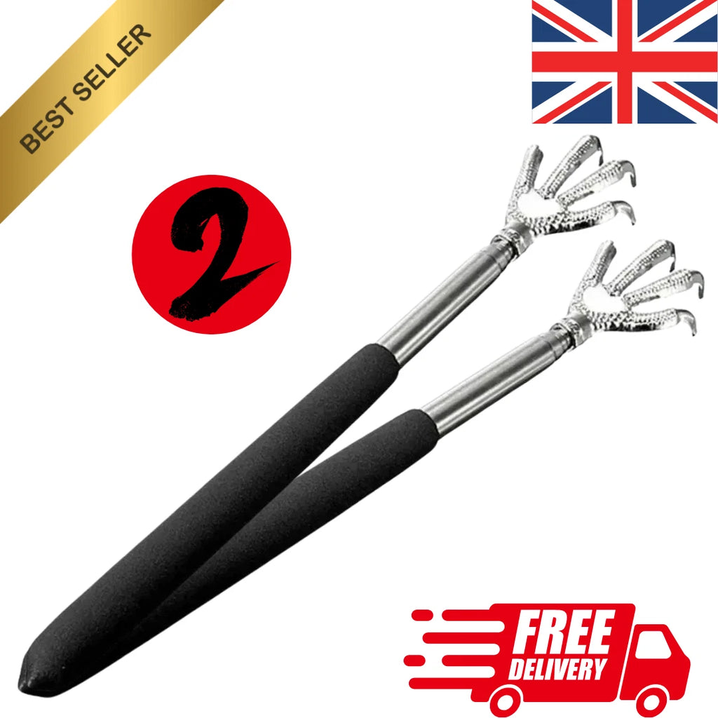 Extendable Back Scratcher Metal Telescopic Eagle Claw Portable Black Massager UK