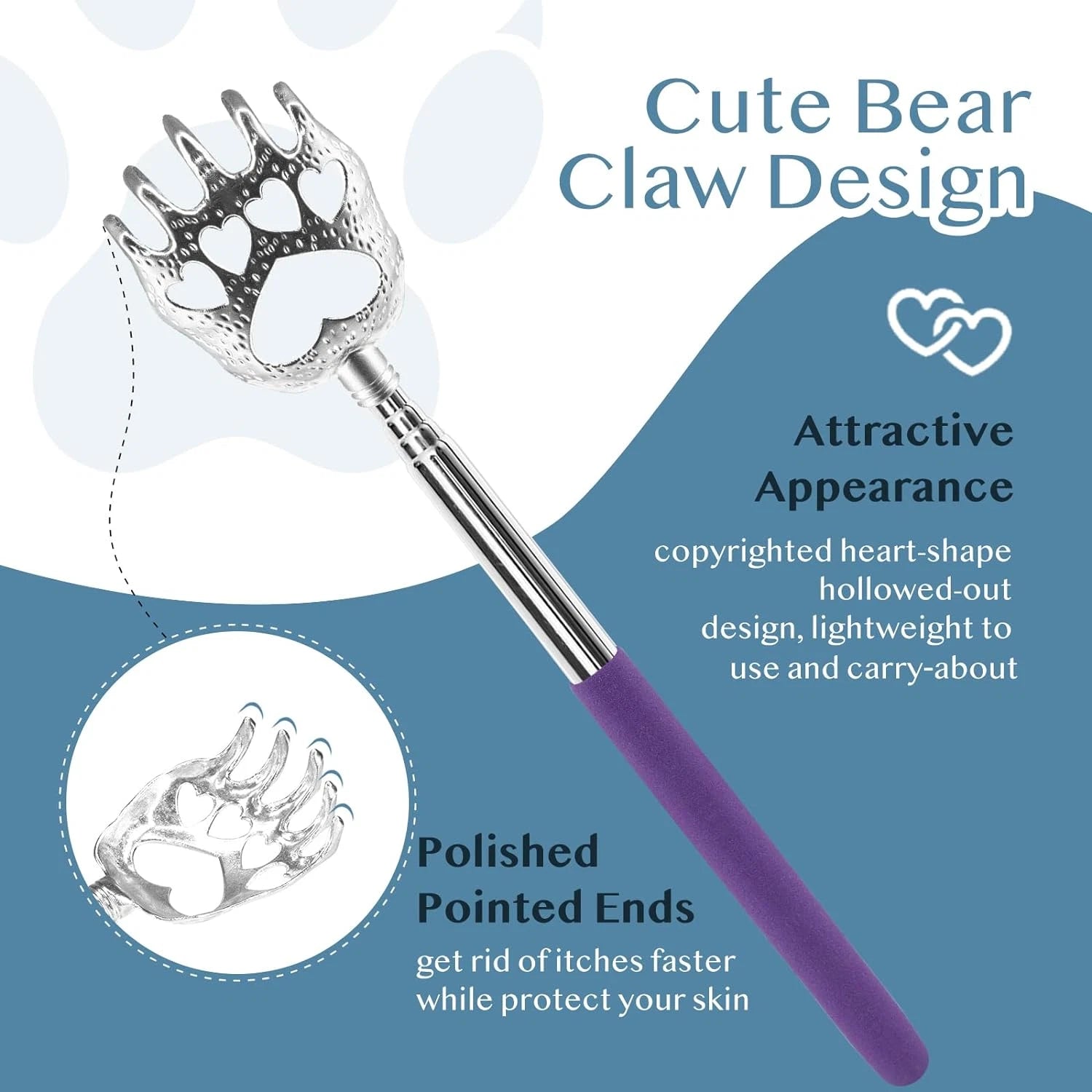(4-Pack) Portable Extendable Telescopic Bear Claws Metal Back Scratchers/Hand Ma